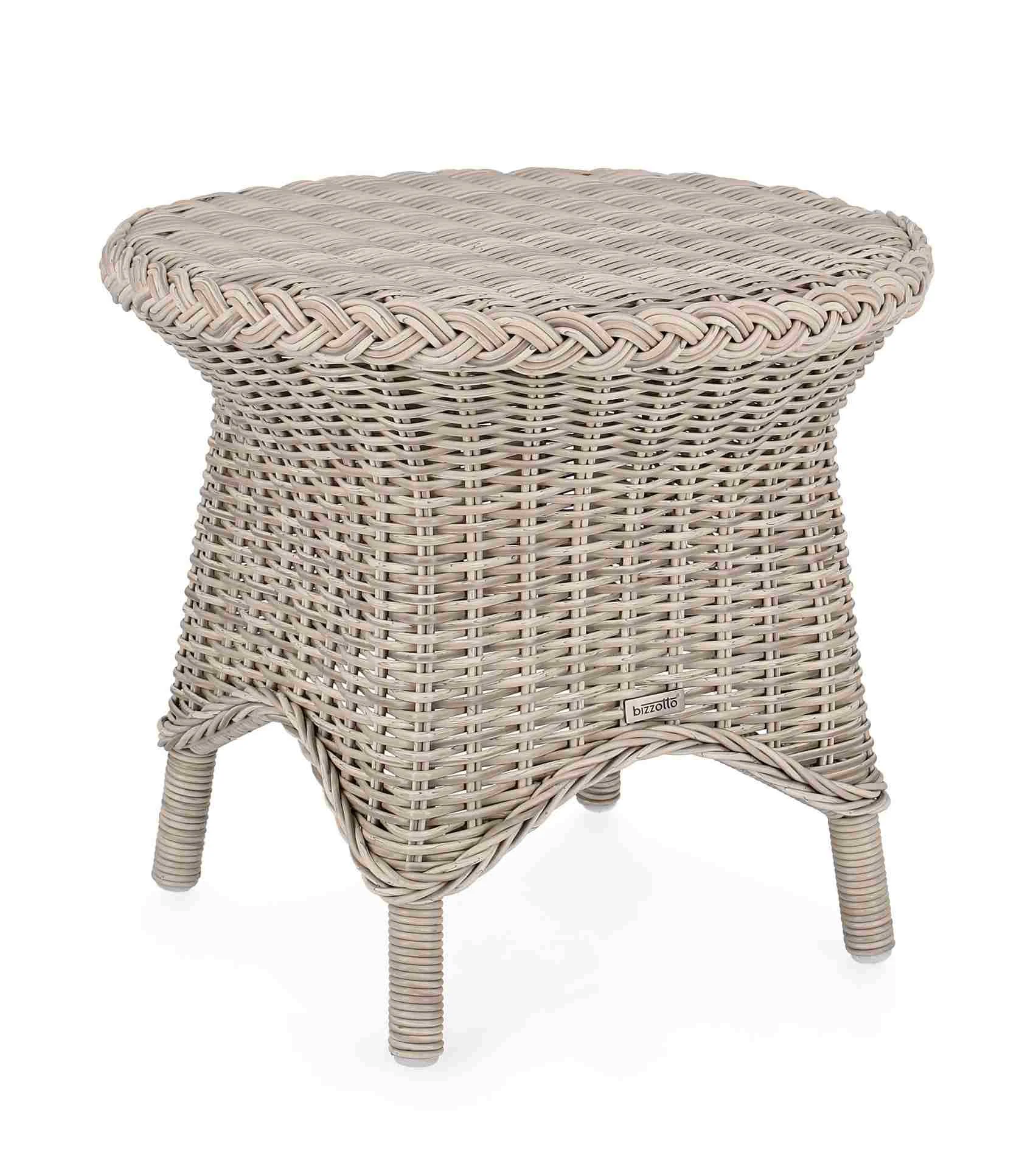 Gartenbeistelltisch Jupiter aus Kunstfaser-Geflecht, klassisch, rund, natur, Outdoor geeignet