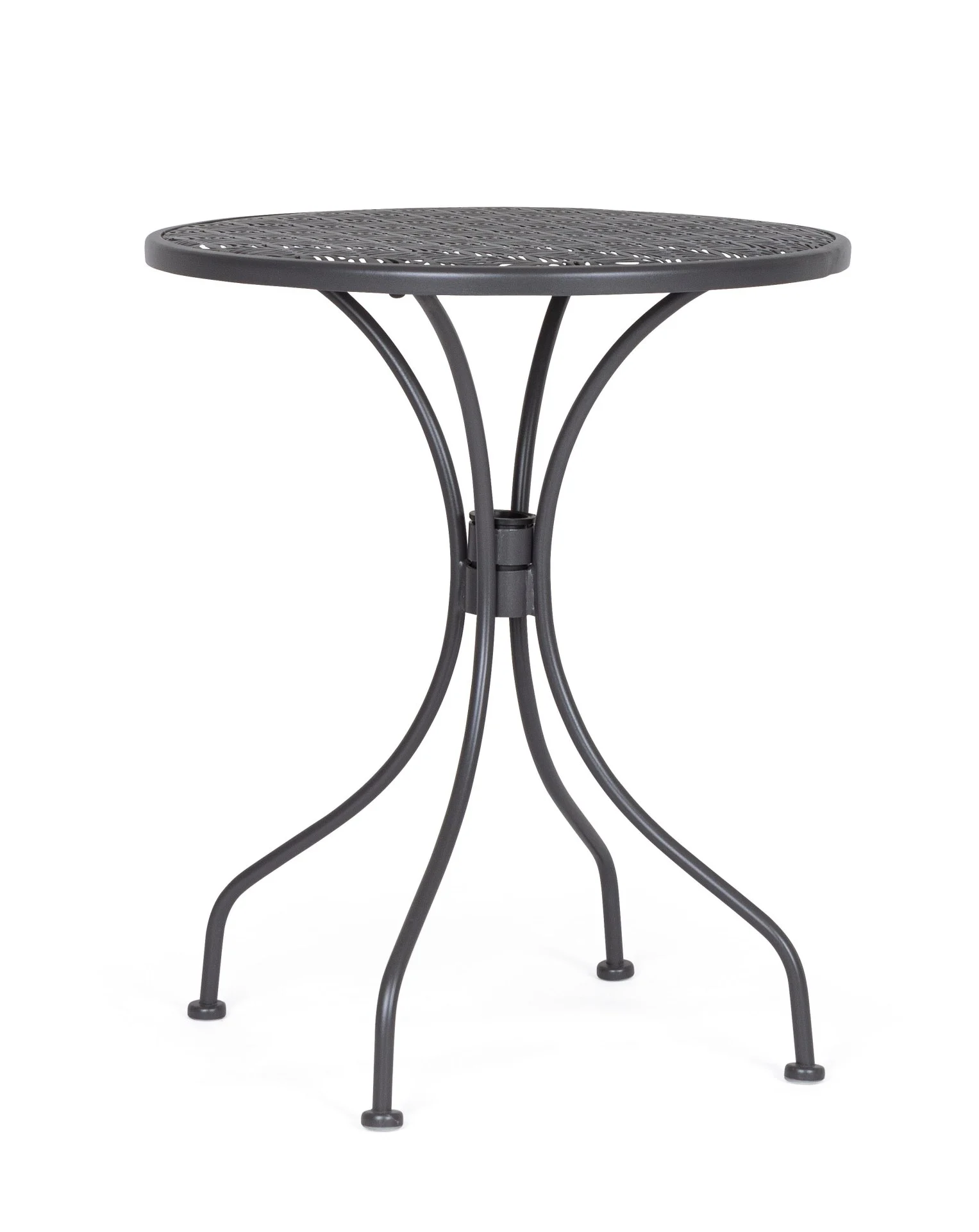 Gartentisch Lizette aus Metall, klassisch rund, anthrazit, für 2–3 Personen, pflegeleicht - Bizzotto