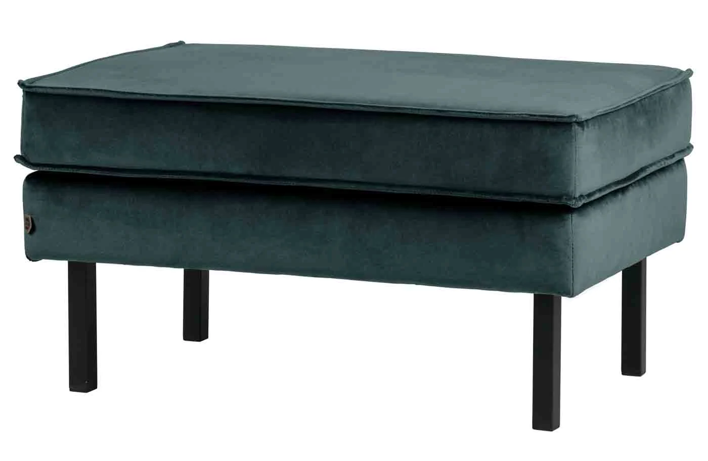 Hocker Rodeo aus Samt, modern und gepolstert, Teal Blau, mit stabilem Metallgestell - Woood