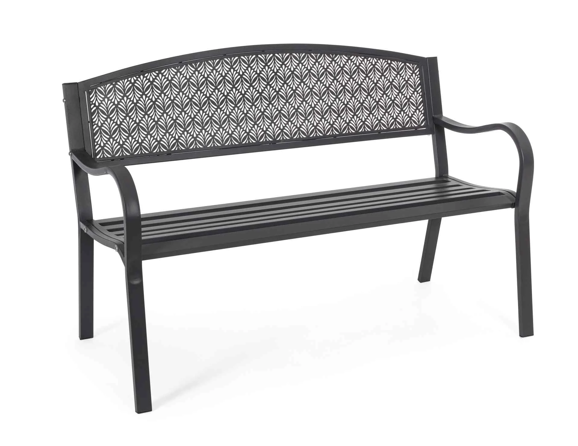 Gartenbank Lizette aus Metall, klassischer Stil, anthrazit, pulverbeschichtet, 1–2 Sitzplätze - Bizzotto