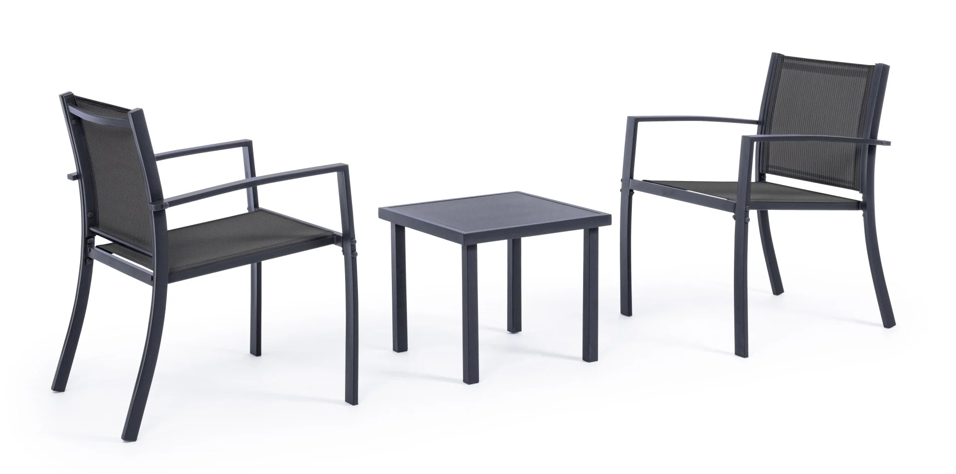 Gartenlounge Auri 3er-Set, Metall Textilene, klassisch, anthrazit, Outdoor geeignet