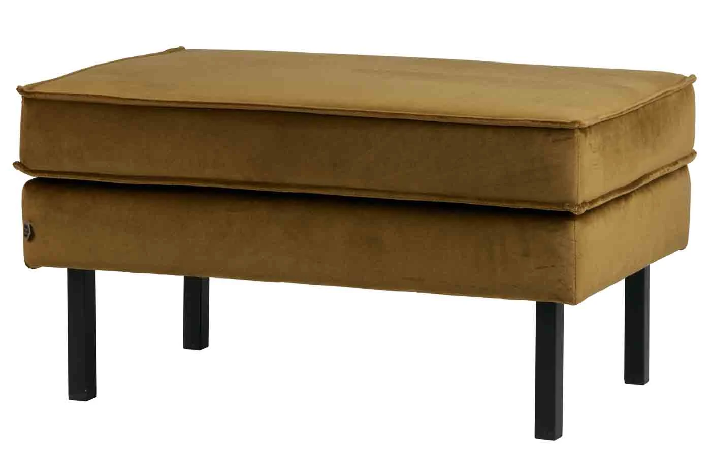 Hocker Rodeo Samt, modernes Design, honiggelb, gepolstert, stabiles Metallgestell - Woood