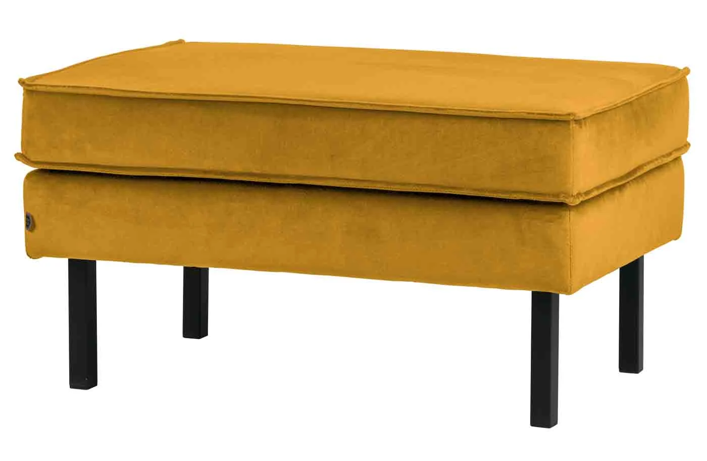 Hocker Rodeo Samt, modernes Design, ocker gelb, gepolstert, Metallgestell schwarz - Woood
