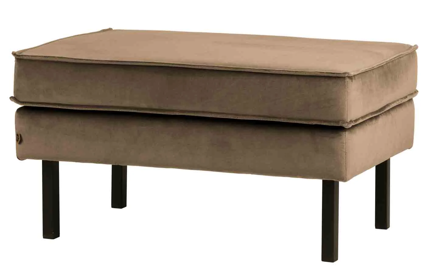 Hocker Rodeo Samt, modernes Design, taupe, gepolstert, stabiles Metallgestell - Woood