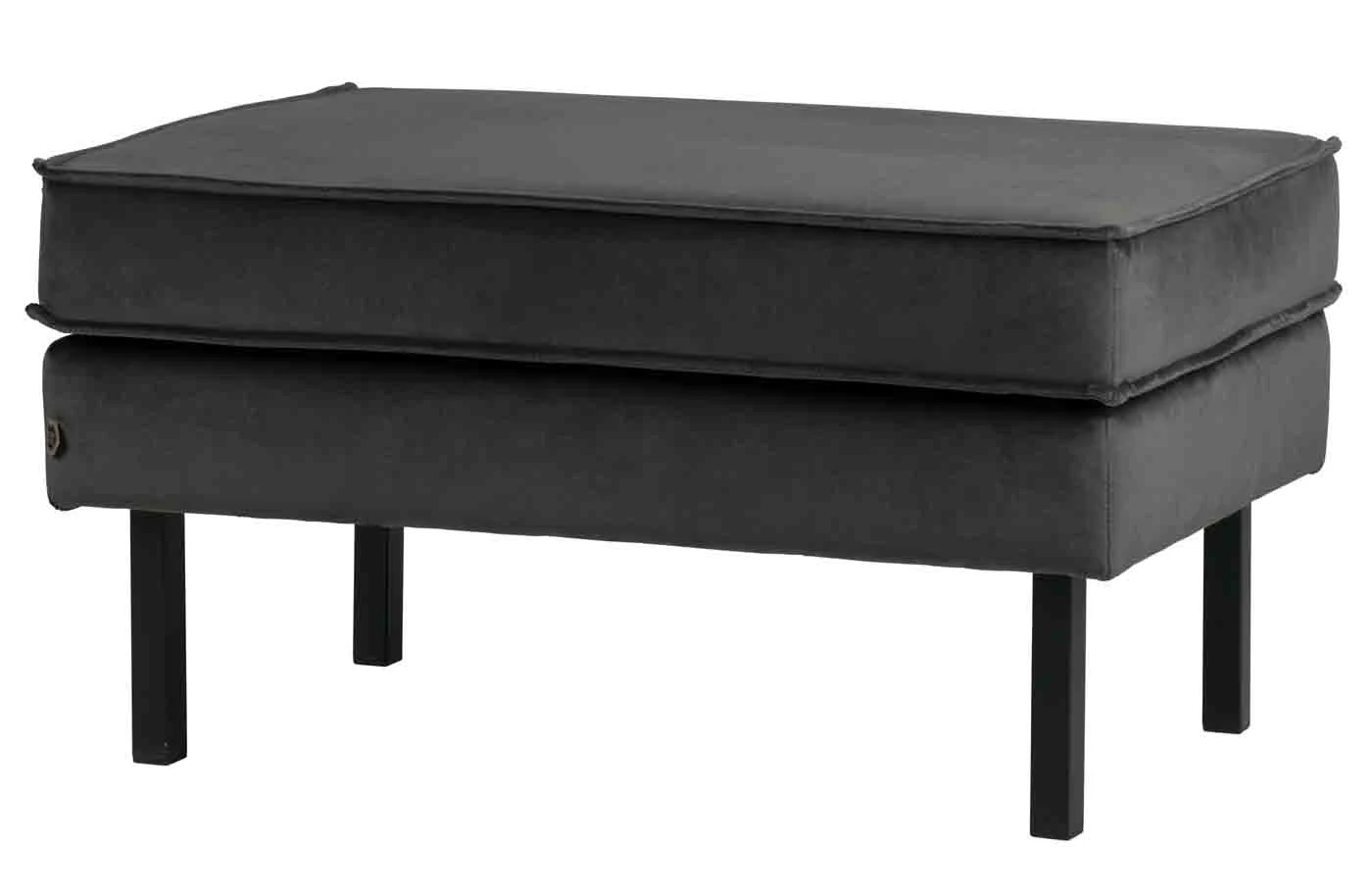 Hocker Rodeo Samt, modernes Design, anthrazit, gepolstert und stabil mit Metallgestell - Woood