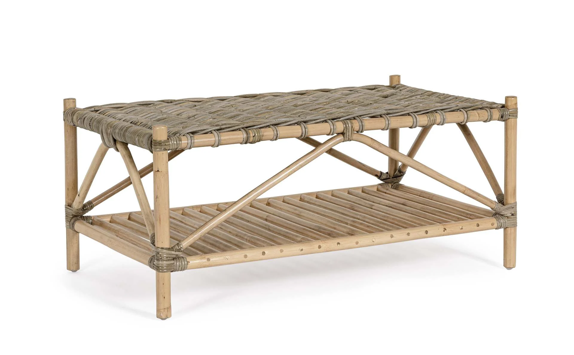 Couchtisch Tarifa aus Rattan, Boho Stil, natur, rechteckig, 96 cm, Outdoor geeignet - Bizzotto