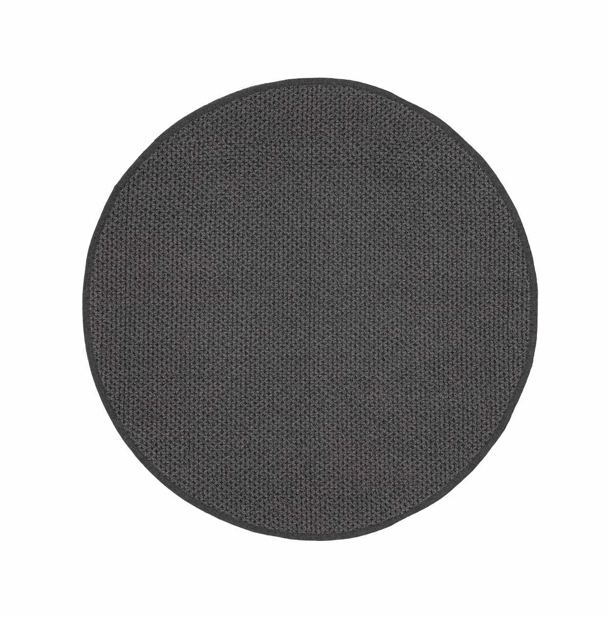 Outdoor-Teppich Daya rund aus Kunststoff, modern, dunkelgrau, Ø 150 cm, pflegeleicht