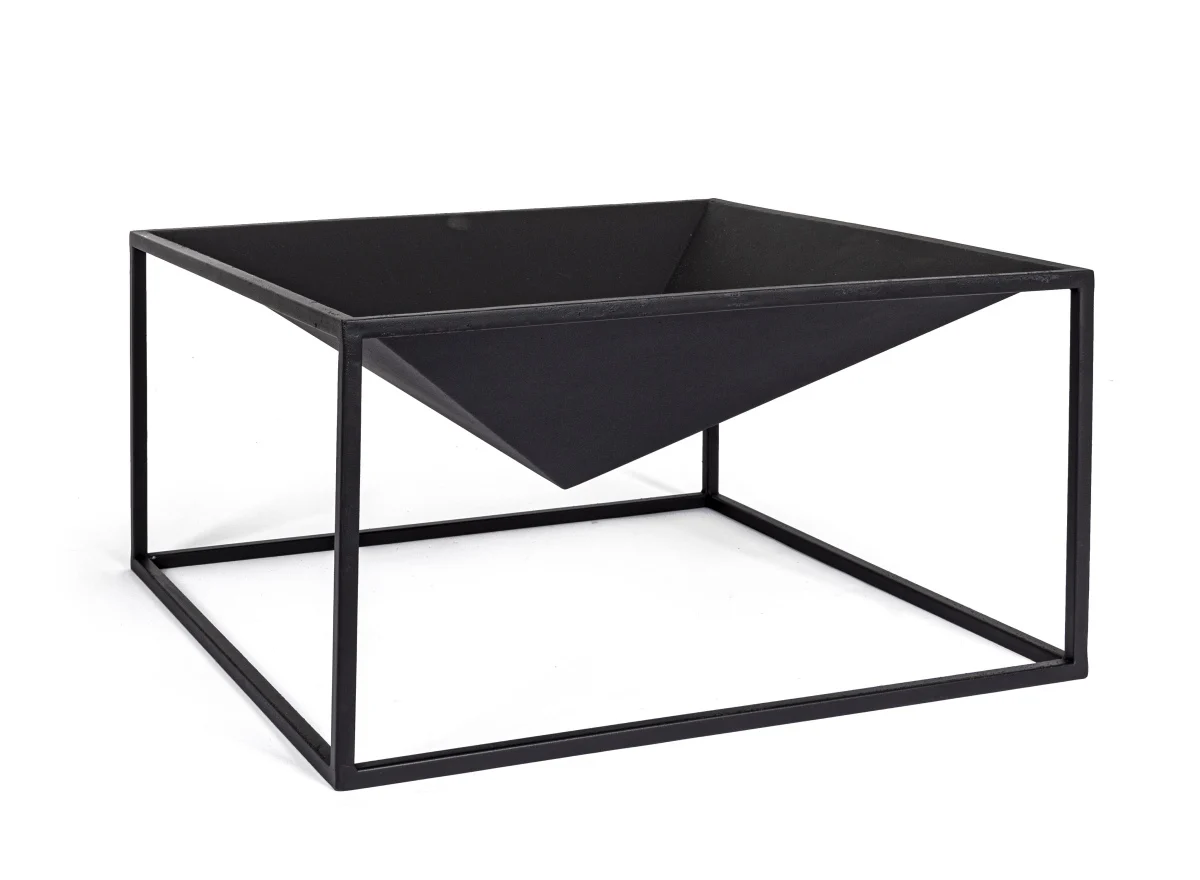 Feuerschale Illinois aus hitzebeständigem Metall, modern, pulverbeschichtet, schwarz, 60 cm - Bizzotto