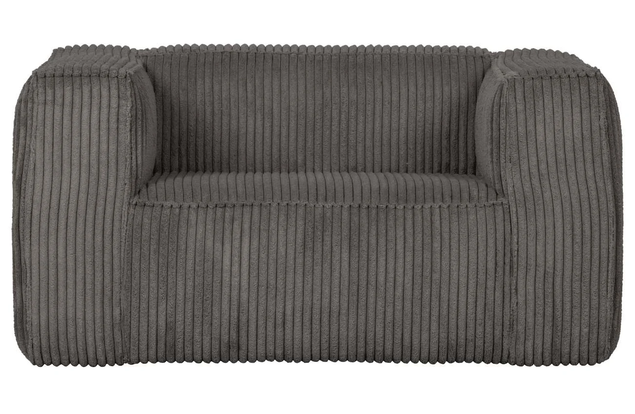 Sessel Bean mit Cordbezug, weicher Rippenstoff, modernes Design, grau, gepolstert und komfortabel - Woood
