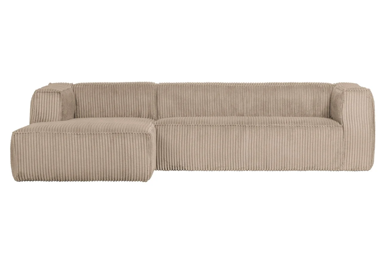 Ecksofa Bean mit Cordbezug, modern und gepolstert, links, sandfarben, eleganter Komfort für Dein Wohnzimmer - Woood