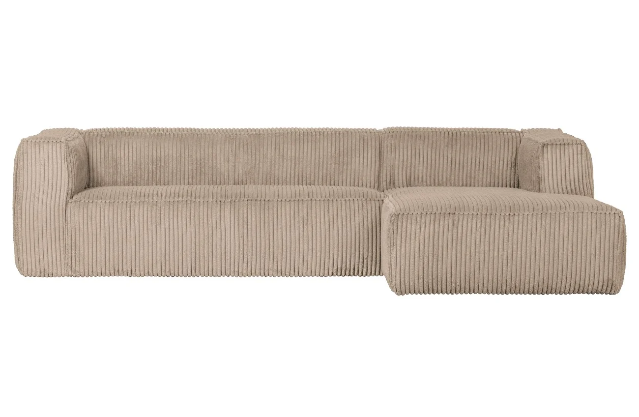 Ecksofa Bean mit Cordbezug, modernes Design, rechts, sandfarben, bequeme Polsterung - Woood