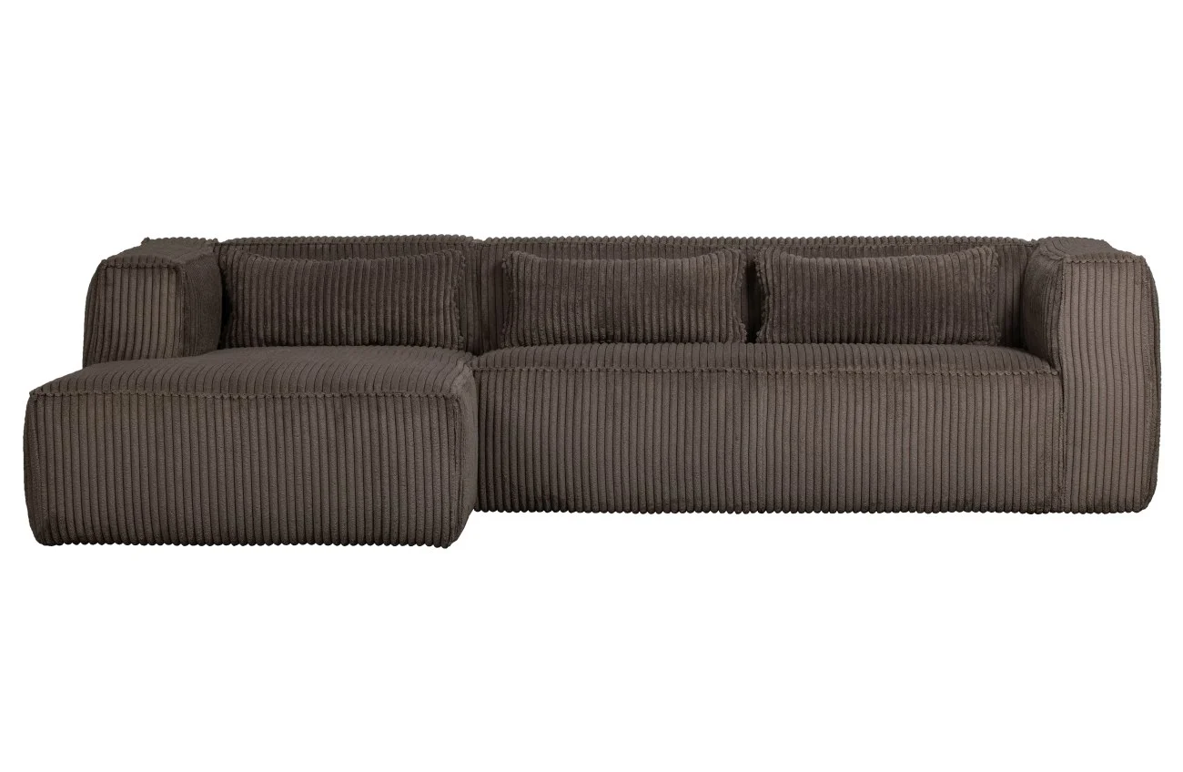 Ecksofa Bean mit Cordbezug, modernes Design, links, Braun, weiche Polsterung für 3–4 Personen - Woood