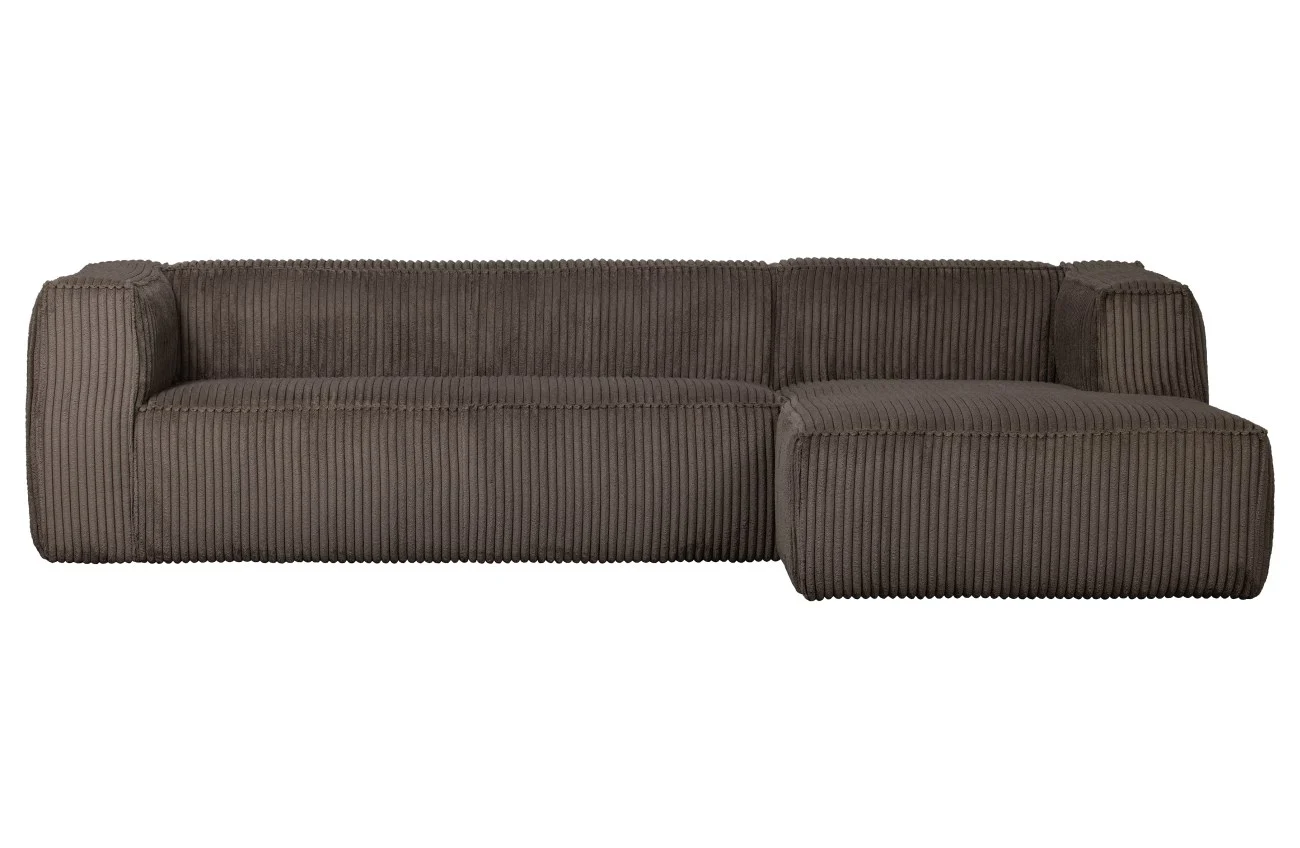 Ecksofa Bean mit Cordbezug, modern, rechts, Braun, weiche Polsterung für 3–4 Personen - Woood