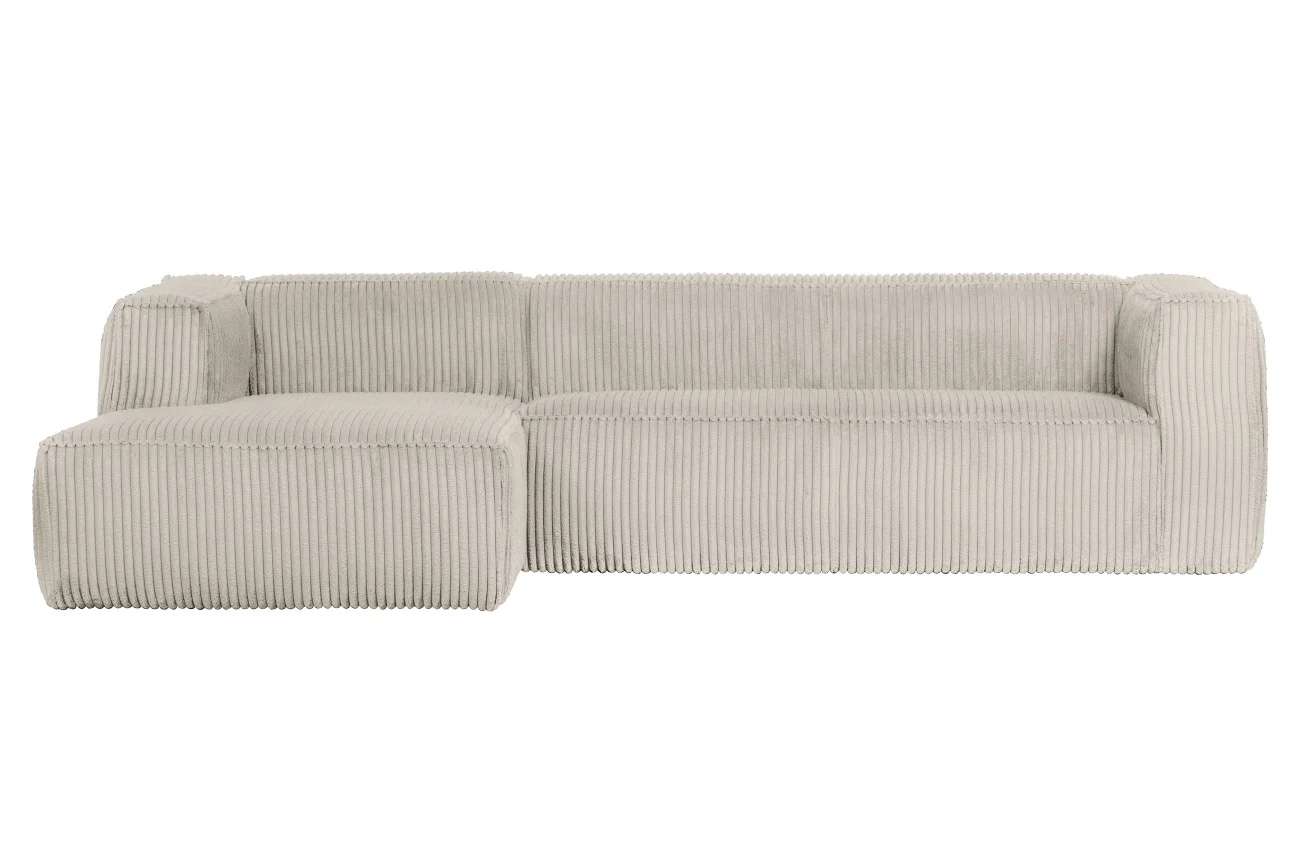 Ecksofa Bean mit Cordbezug, modern und komfortabel, links, Natur, für 3–4 Personen - Woood