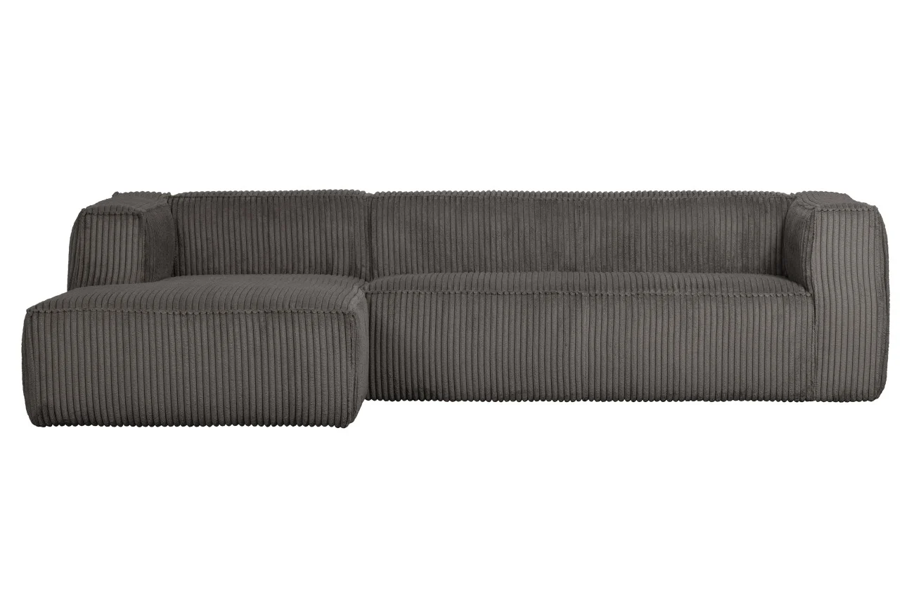 Ecksofa Bean Cordbezug, modernes Design links, grau, weiche Polsterung für 3-4 Personen