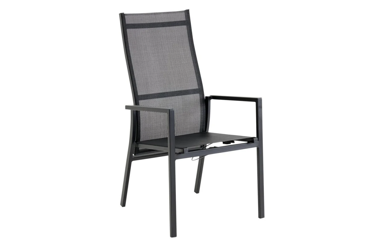 Gartenstuhl Avanti von Brafab aus Textilene und Aluminium, modern, verstellbare Rückenlehne, schwarz