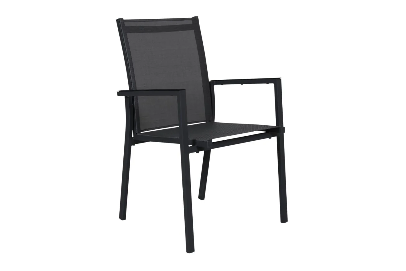Gartenstuhl Avanti mit Armlehne aus Aluminium und Textilene, modern, anthrazit, bequem für draußen - Brafab