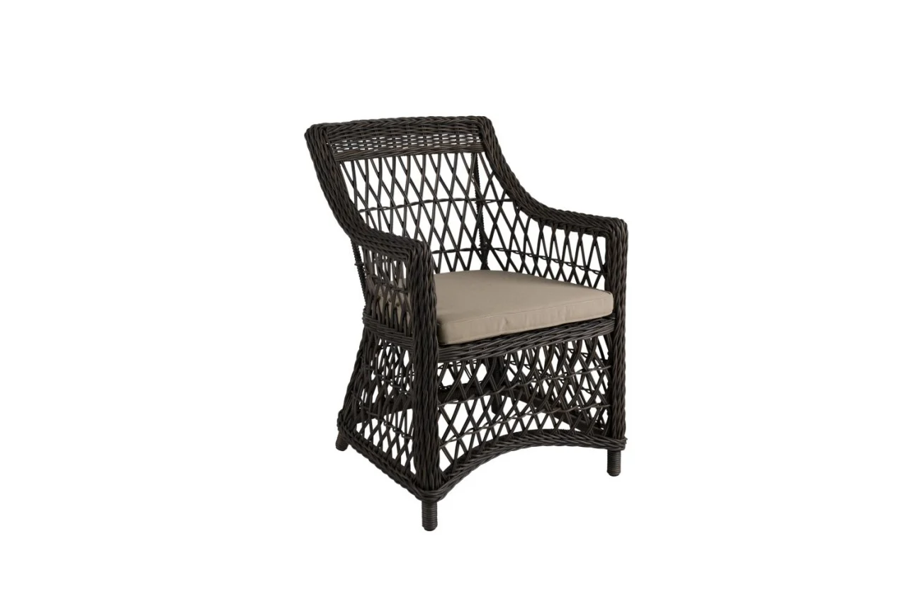 Gartenstuhl Beatrice von Brafab aus Aluminium und Kunst-Rattan, klassischer Stil, braun mit Kissen
