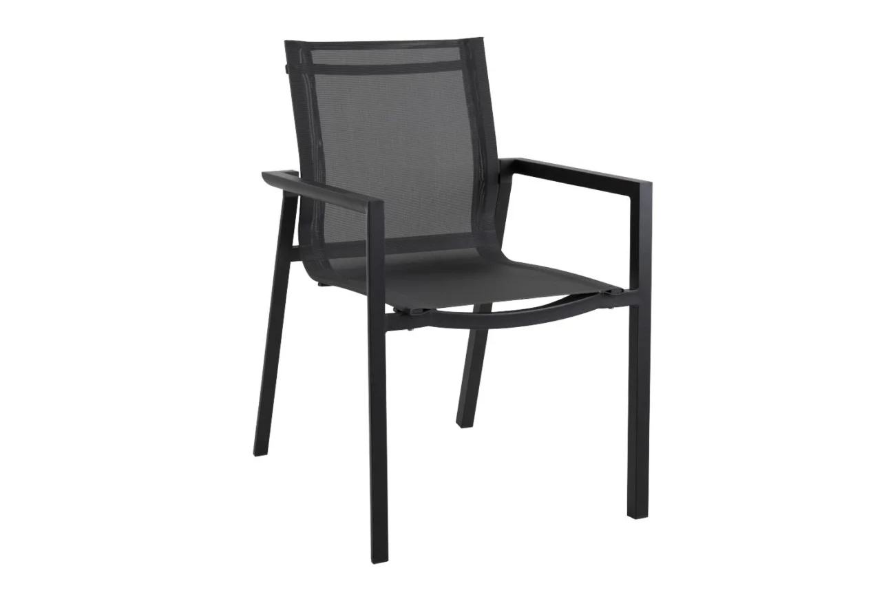 Gartenstuhl Delia von Brafab aus Aluminium und Textilene, modern, Schwarz, 4-Fuß Design