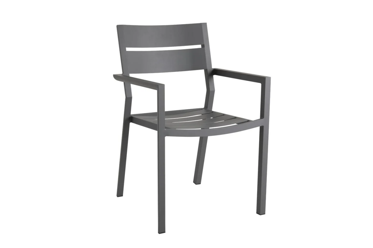 Gartenstuhl Delia mit Armlehne aus Aluminium, modern, grau, pflegeleicht, Brafab
