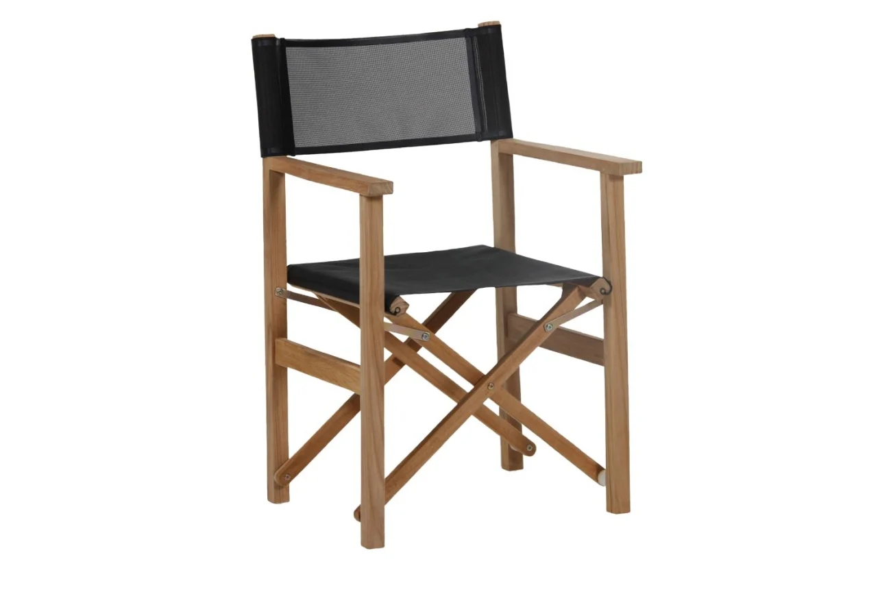 Gartenstuhl Drama von Brafab aus Teakholz, modern, klappbar in Schwarz und Natur, für Outdoor