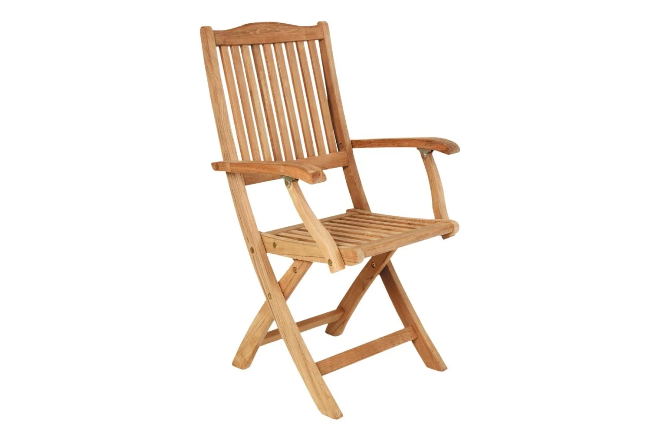 Gartenstuhl Filipia aus Teakholz, mit Armlehne, klassisch, klappbar, natur - Brafab