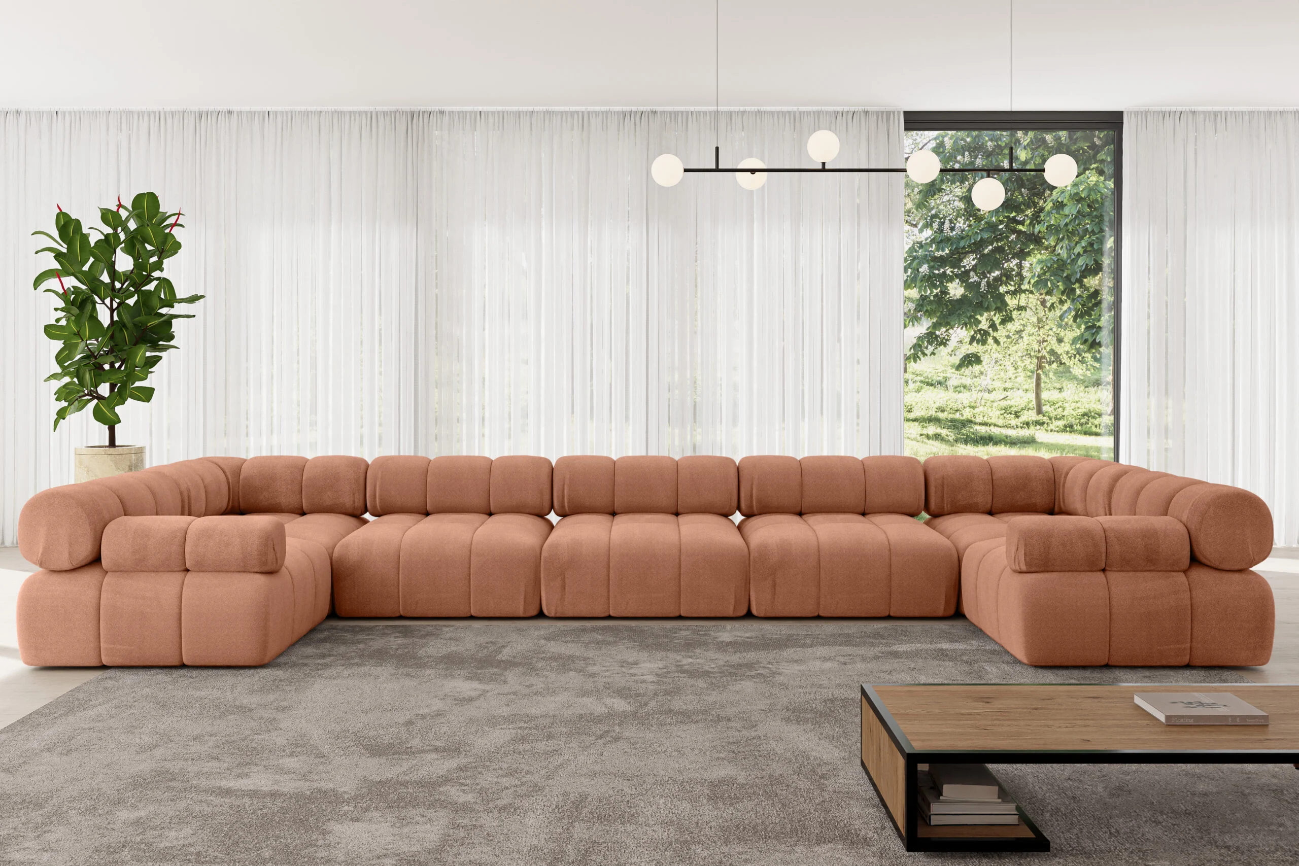 Wohnlandschaft Birno-U3 Apricot - Monolith 61