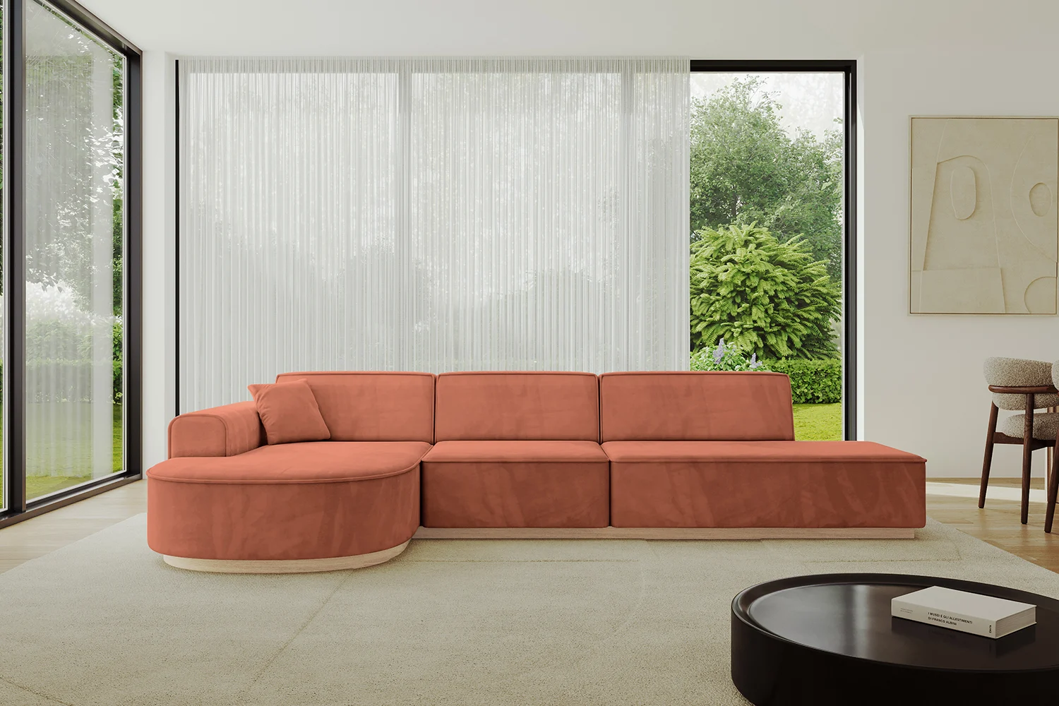 Ecksofa ARRIO-L2 Apricot - Dream Velvet 202.07
