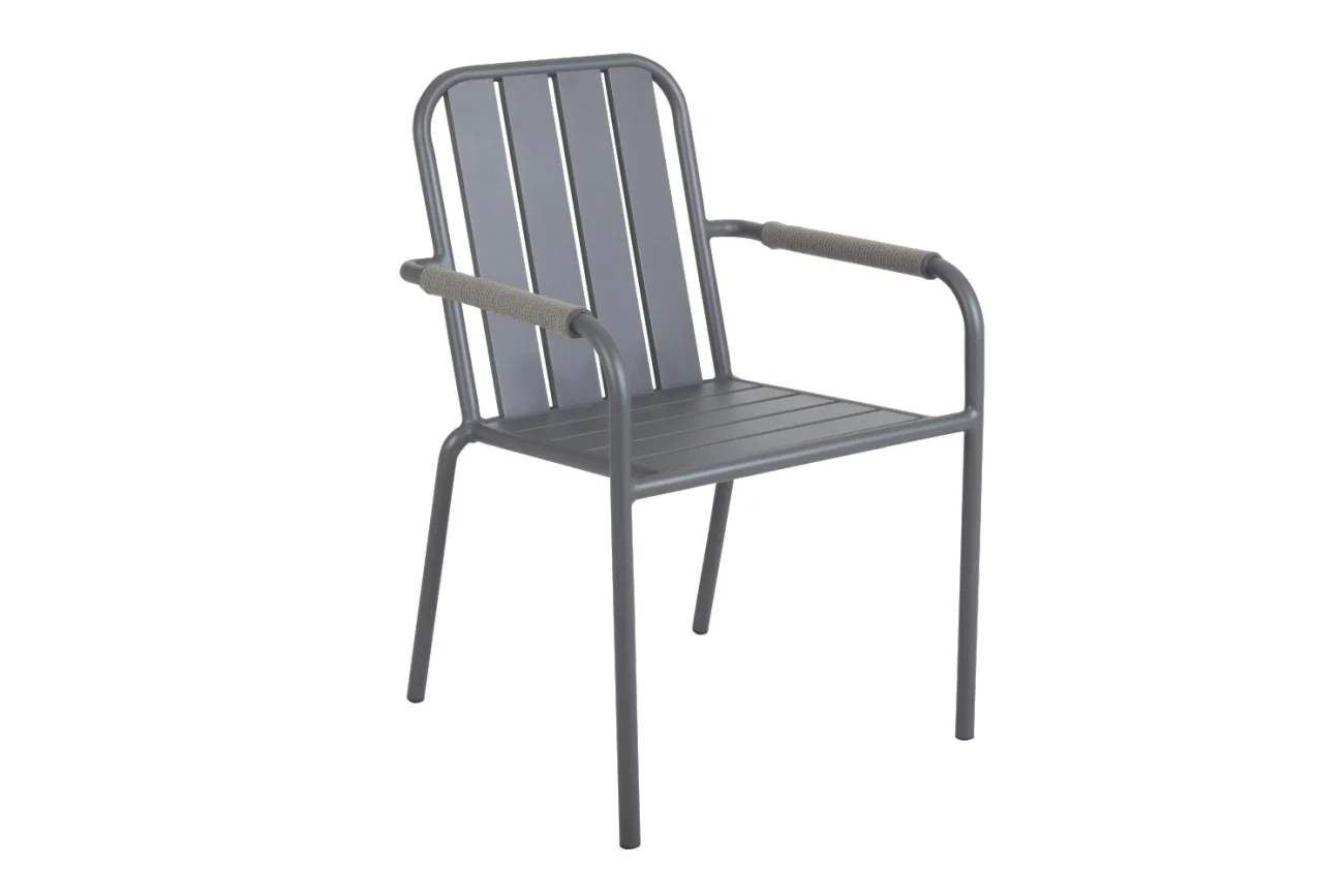 Gartenstuhl Innes von Brafab aus Aluminium, modern mit Armlehne, anthrazit, pulverbeschichtet