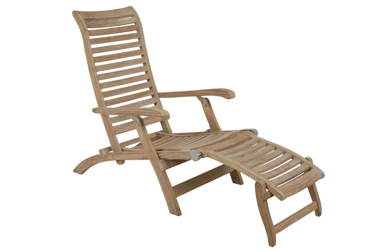 Gartenliegestuhl Karlo von Brafab aus Teakholz, klassisches Design, natur, verstellbare Rückenlehne