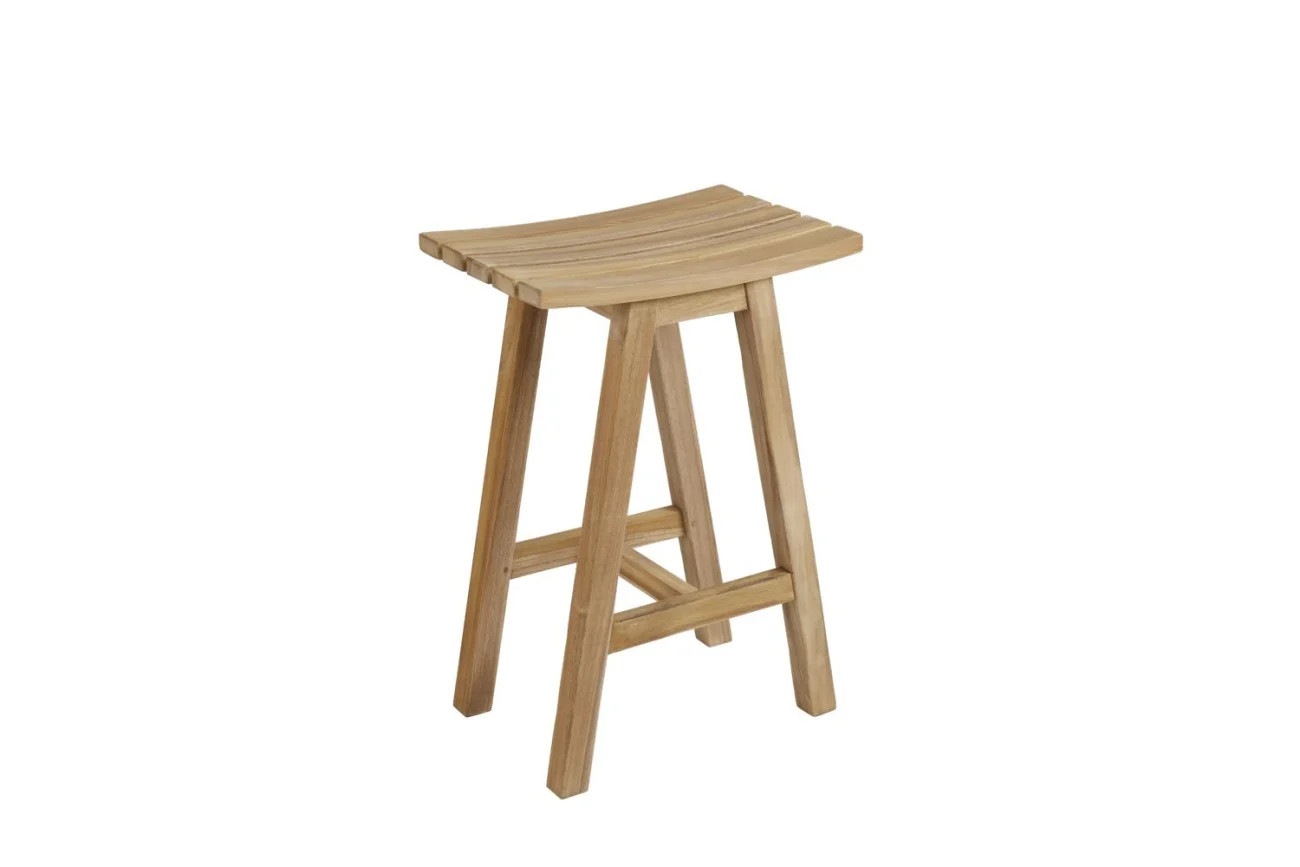 Gartenbarhocker Keros von Brafab aus Teakholz, modern, natur, für Outdoor, 65 cm Sitzhöhe