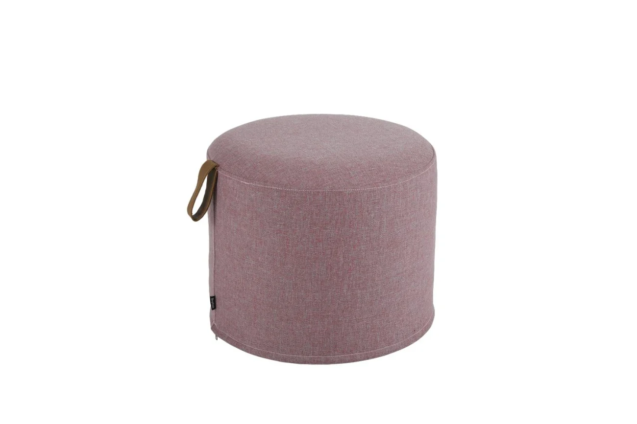 Gartenpouf Kotte aus Olefin-Stoff, rund und gepolstert, modern, pink, wetterfest, Brafab
