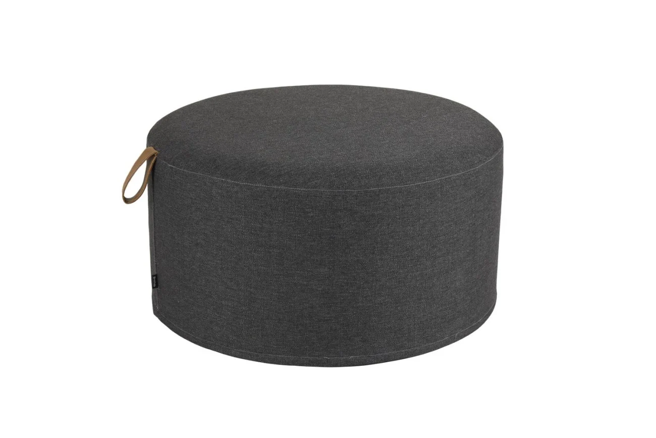 Gartenpouf Kotte aus Olefin-Stoff, rund und gepolstert, anthrazit, 80 cm – Brafab