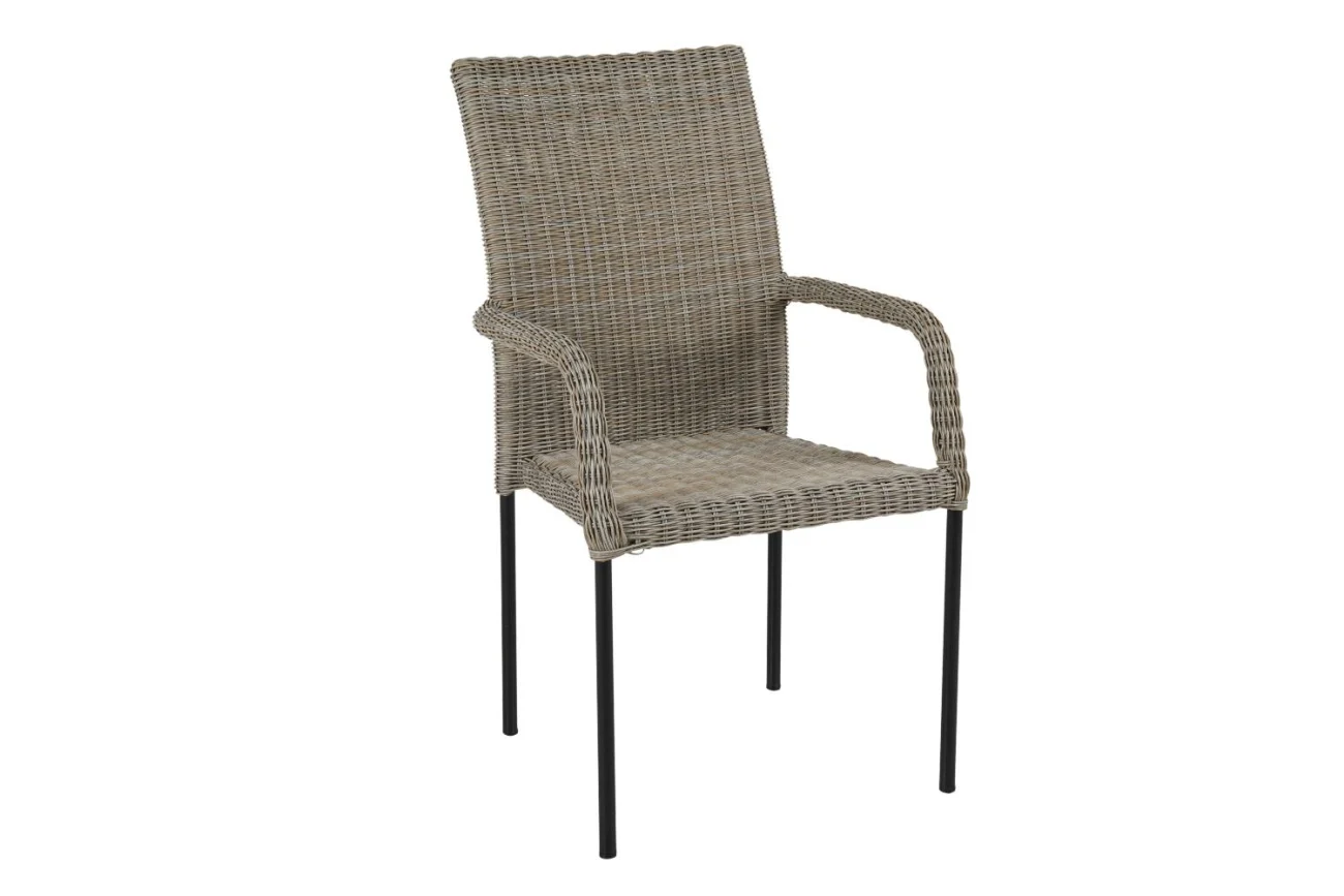 Gartenstuhl Nypon mit Armlehne aus Aluminium und Kunst-Rattan, klassisch, beige natur