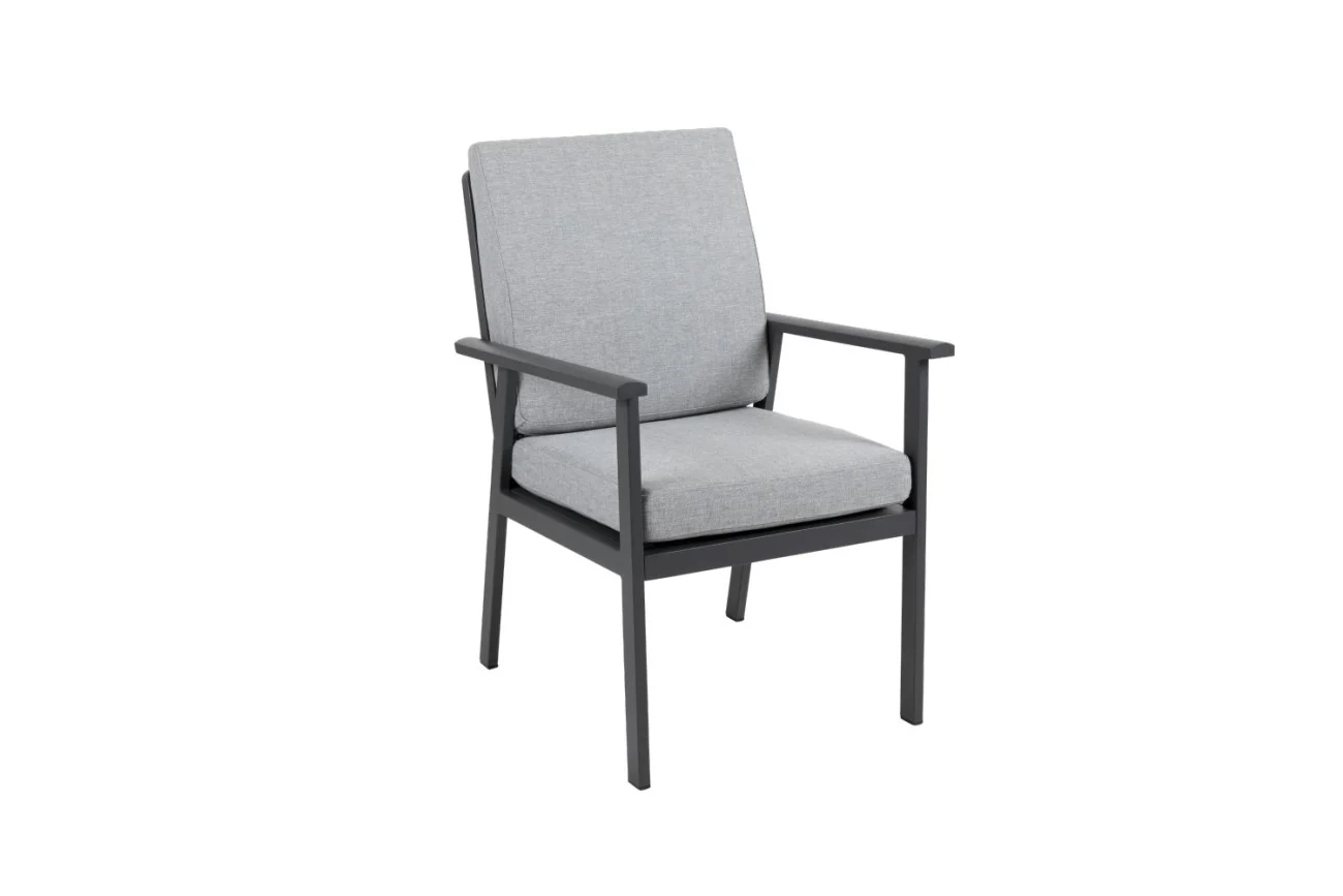 Gartenstuhl Samvaro von Brafab aus Aluminium und Textilene, modern, mit Kissen in Anthrazit