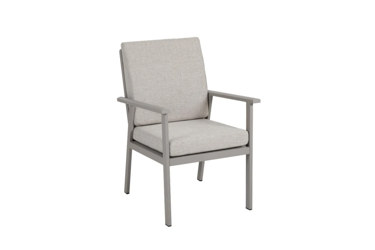 Gartenstuhl Samvaro von Brafab aus Aluminium und Textilene, modern, mit Kissen in Beige, bequem und pflegeleicht