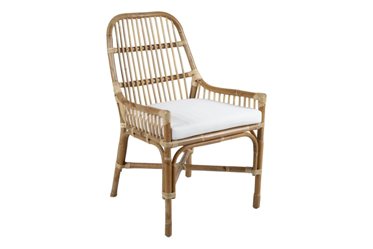Gartenstuhl Vallda mit Kissen aus Rattan, Boho Stil, natur, komfortabel für Outdoor - Brafab
