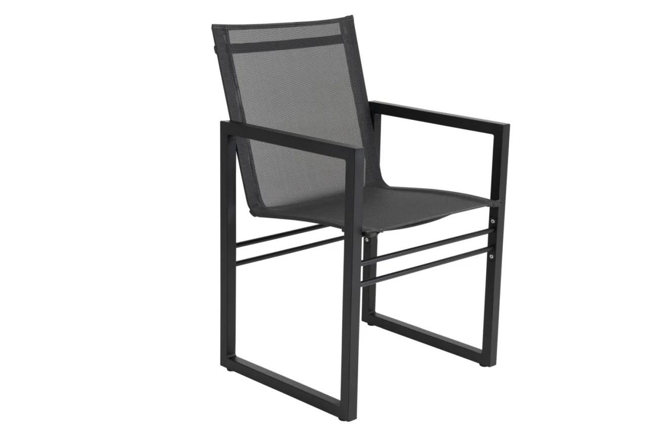 Gartenstuhl Vevi aus Aluminium, modern mit U-Fuß, schwarz, pflegeleicht für Outdoor