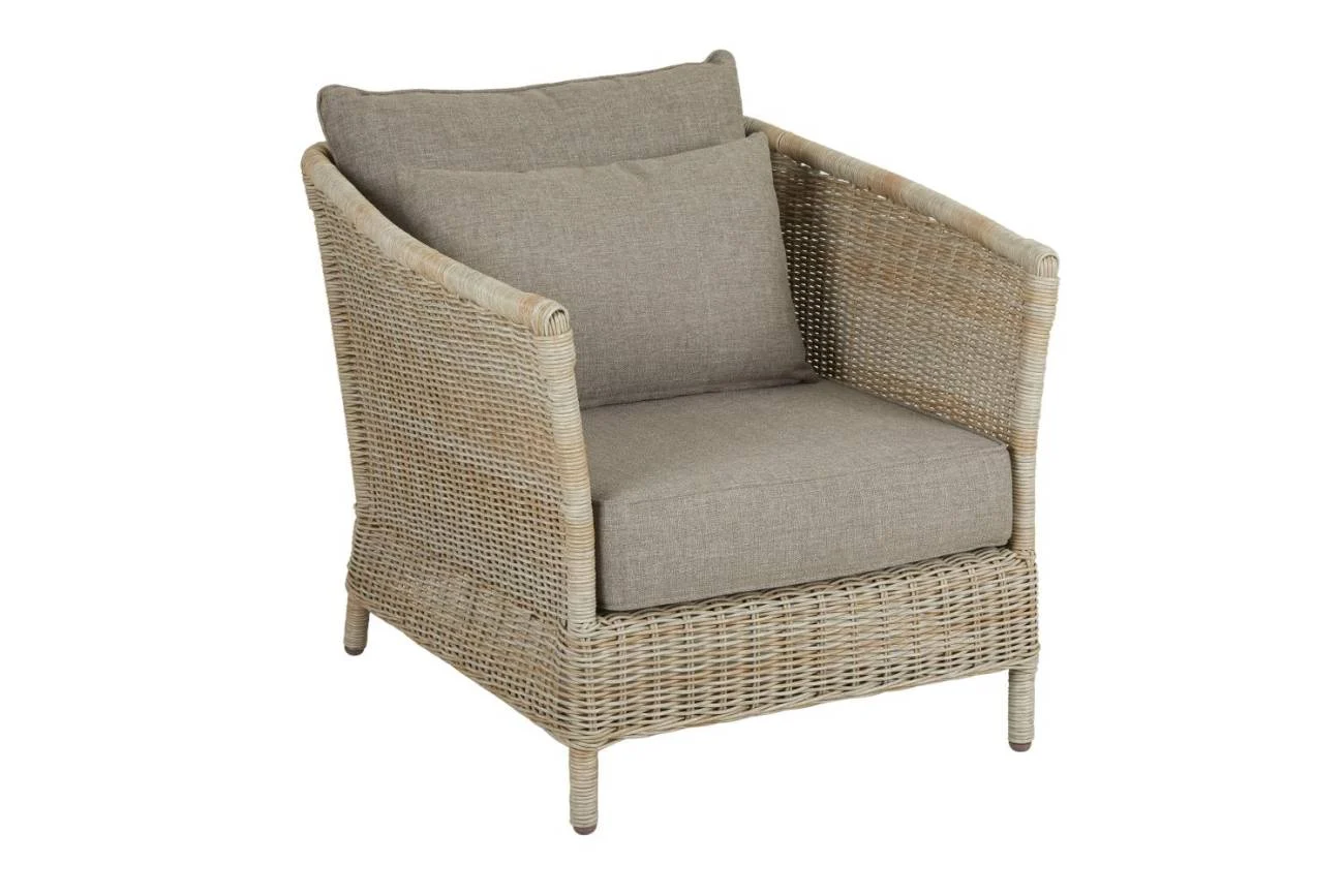 Gartensessel Aster von Brafab aus Kunst-Rattan mit Kissen, modern skandinavisch, natur, outdoor geeignet