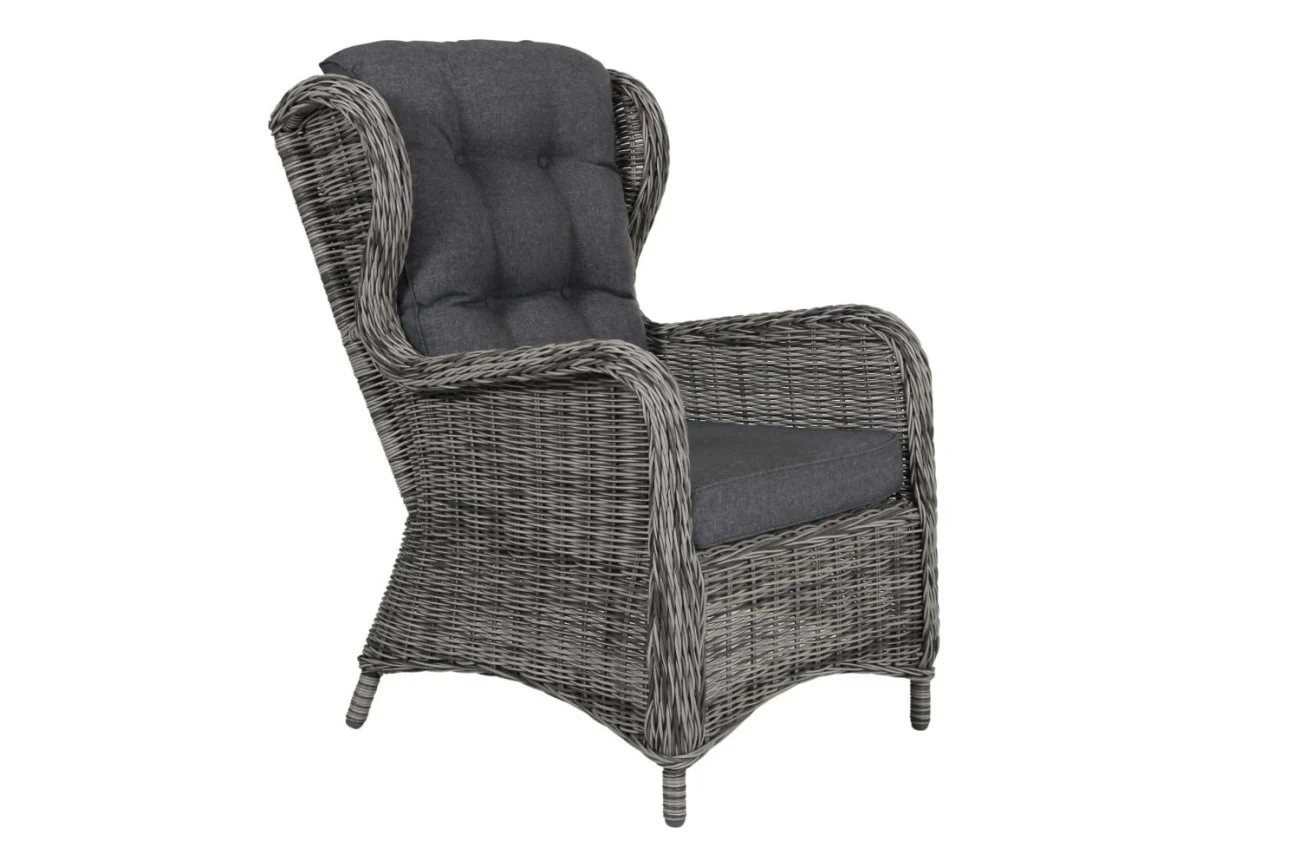 Gartensessel Rosita von Brafab aus Kunst-Rattan mit Outdoor-Kissen, klassisch, grau