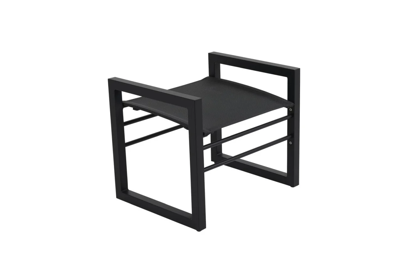 Gartenhocker Vevi aus Aluminium, modern, schwarz, wetterfest und pflegeleicht für draußen - Brafab