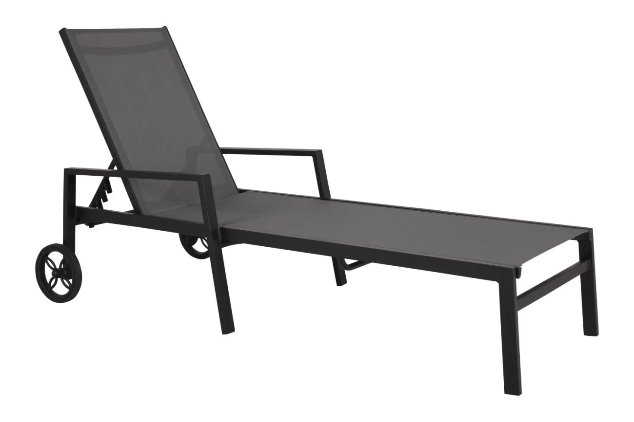 Gartenliege Leone aus Aluminium, modern mit verstellbarer Rückenlehne, schwarz, Outdoor geeignet - Brafab