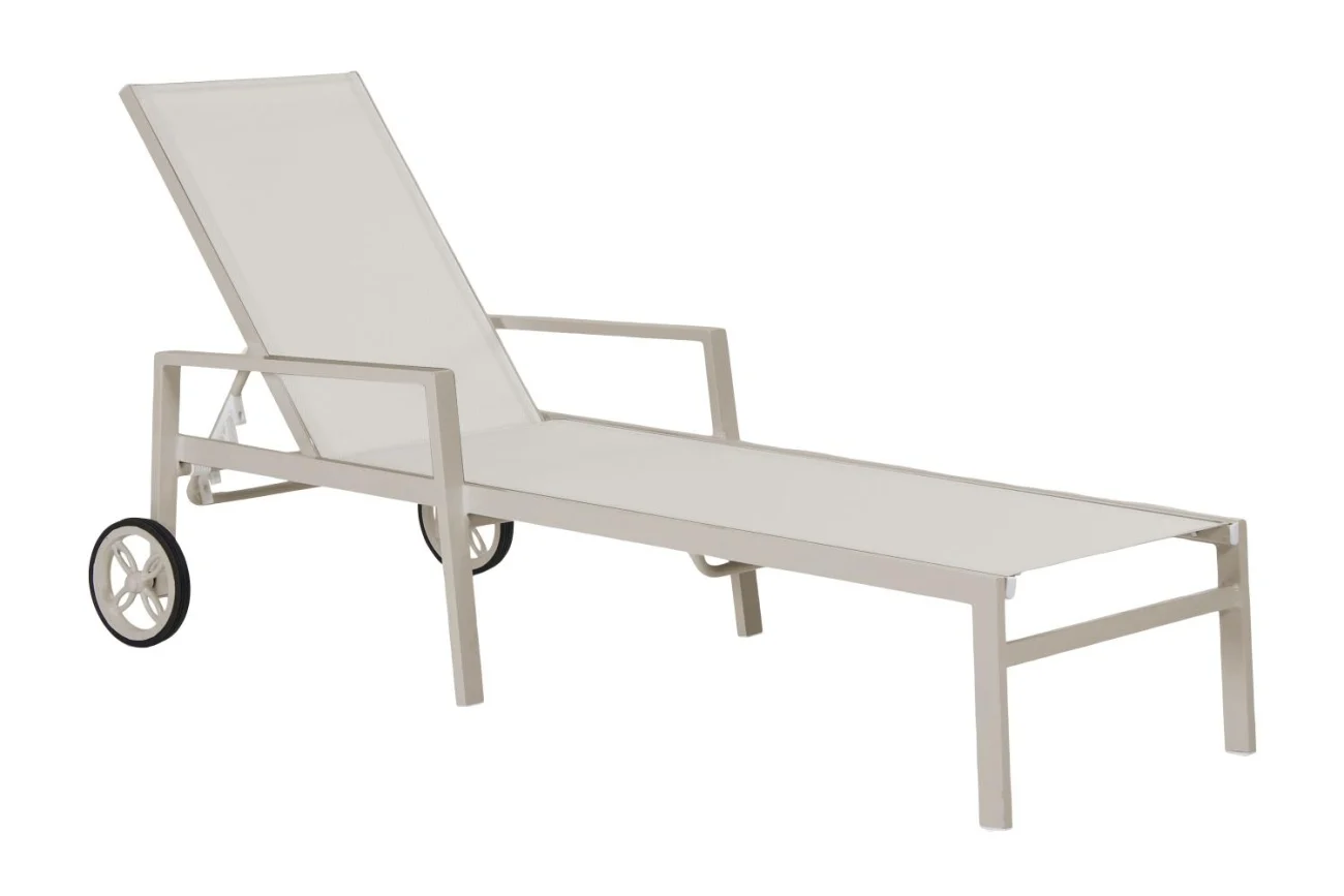Gartenliege Leone aus Aluminium, modern mit verstellbarer Rückenlehne, Beige, Outdoor geeignet - Brafab