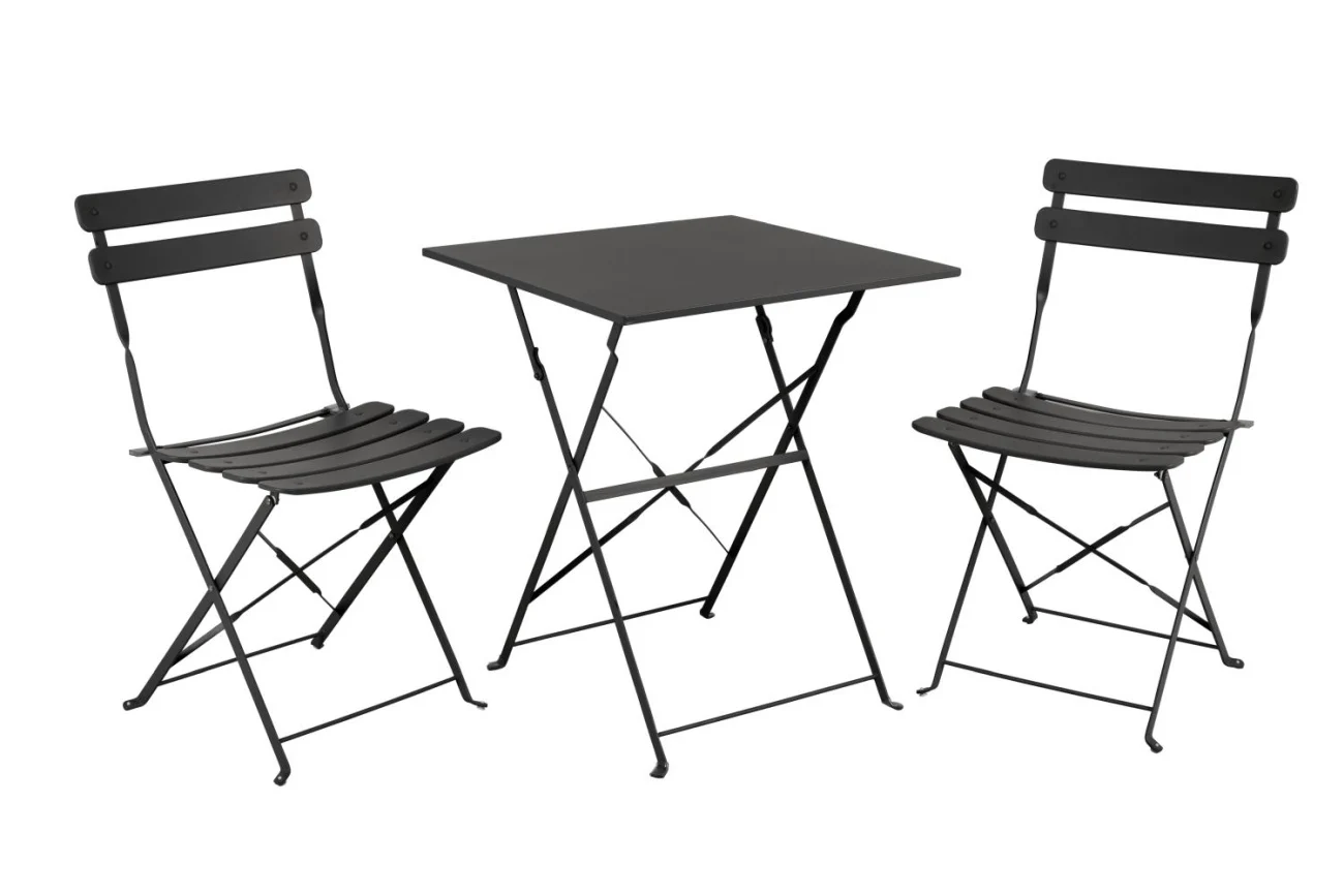 Garten-Set Ponte aus Aluminium, klassischer Stil, schwarz, klappbar für 2 Personen