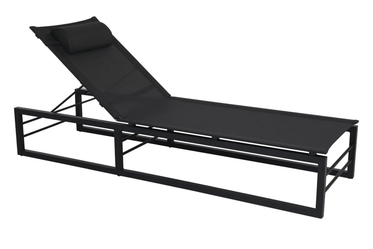 Gartenliege Vevi aus Aluminium, modern und wetterfest, verstellbare Rückenlehne, Schwarz - Brafab