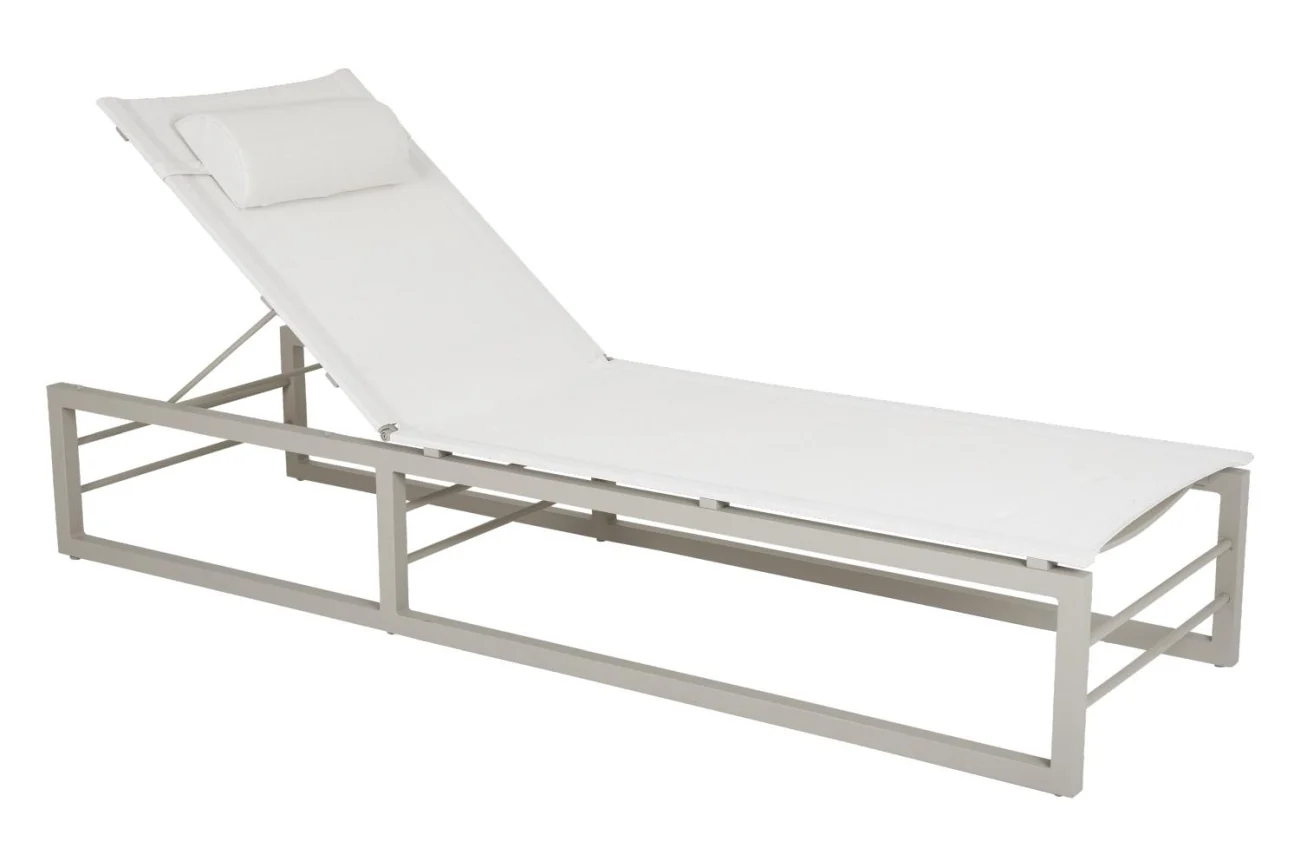 Gartenliege Vevi aus Aluminium, modern mit verstellbarer Rückenlehne, beige, für Outdoor - Brafab