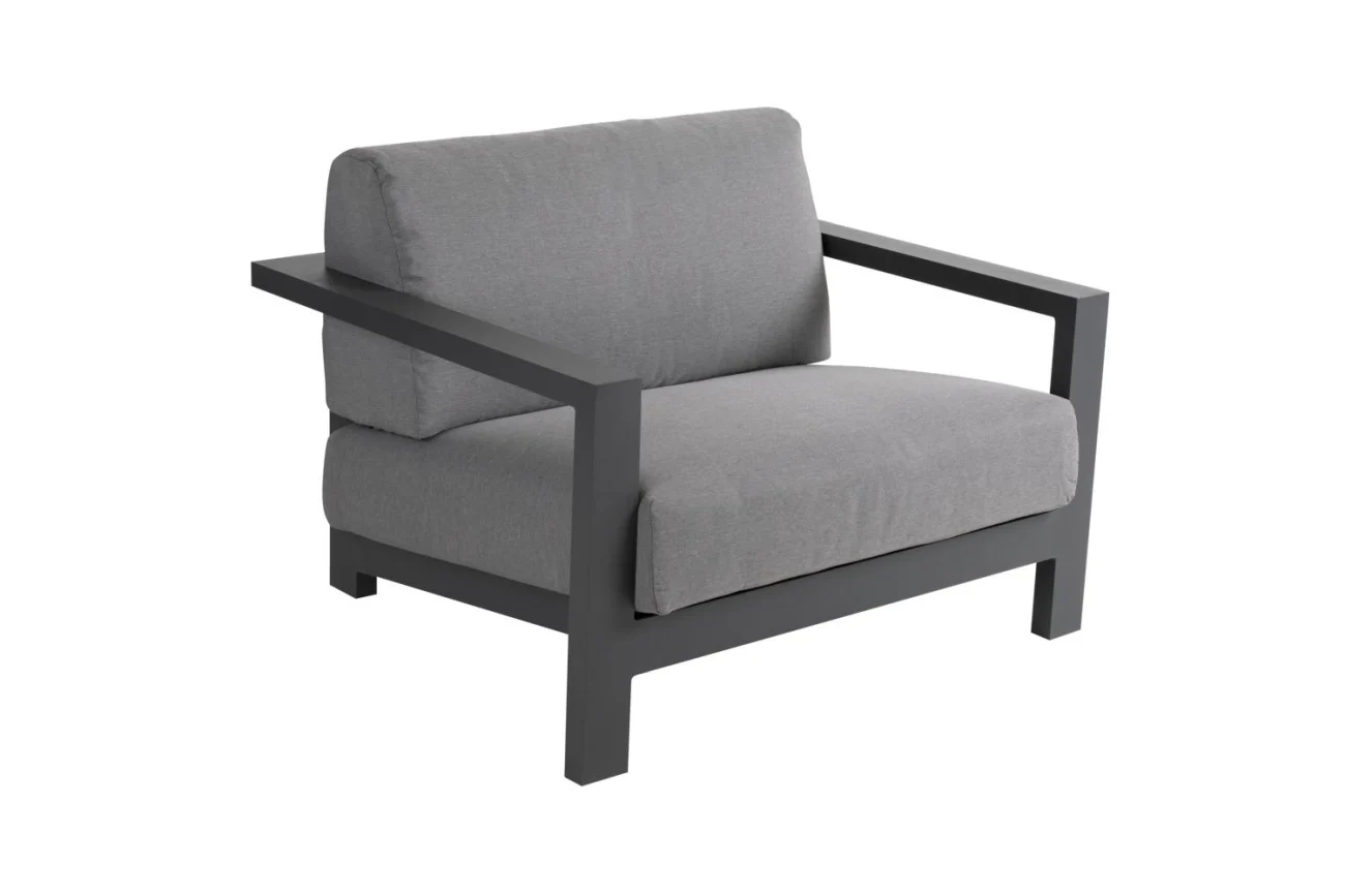 Gartensessel Amesdale mit Kissen aus Aluminium und Olefin-Stoff, modern, grau, Outdoor