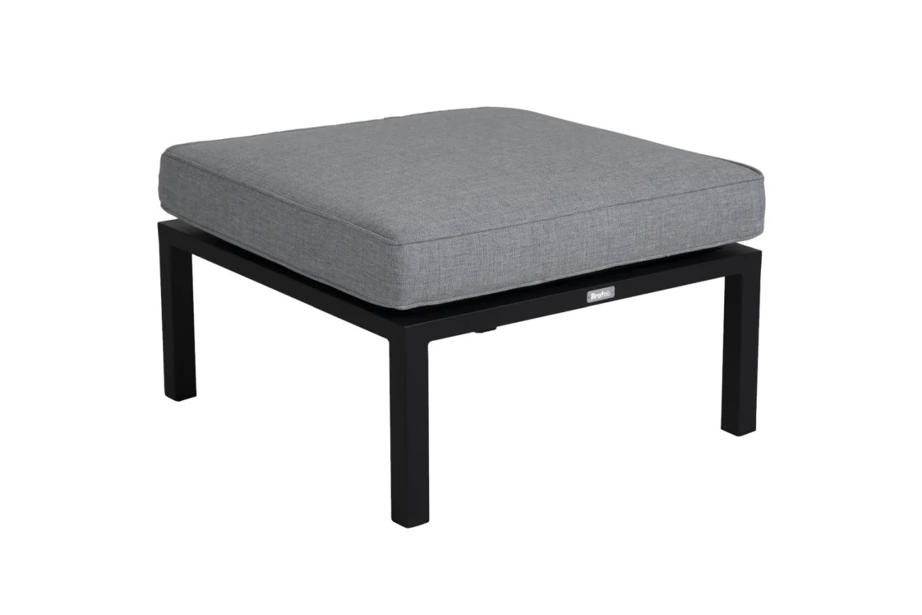 Gartenhocker Belfort mit Kissen aus Aluminium, modern, schwarz-grau, wetterfest und komfortabel