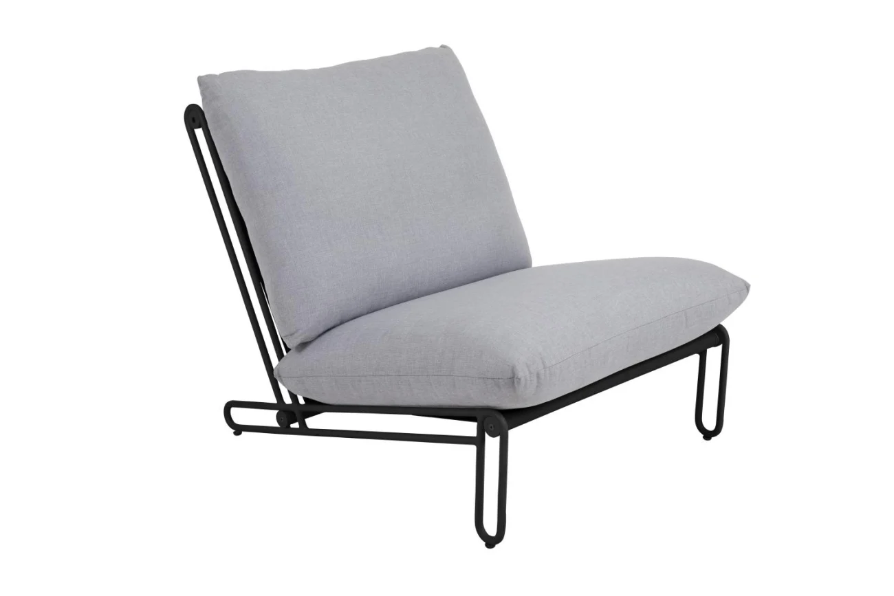 Gartensessel Blixt mit Kissen aus Aluminium, modern, schwarz/grau, gepolstert für Outdoor - Brafab