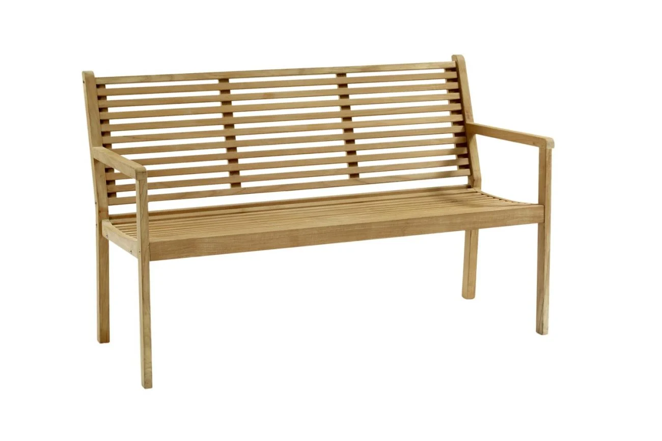 Gartenbank Canberra aus Teakholz, modern skandinavisch, natur, für 2–3 Personen, Brafab